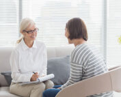 Woman talking to a therapist