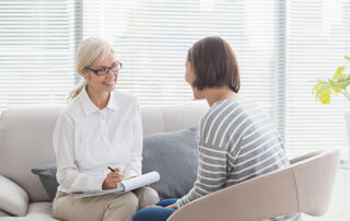 Woman talking to a therapist